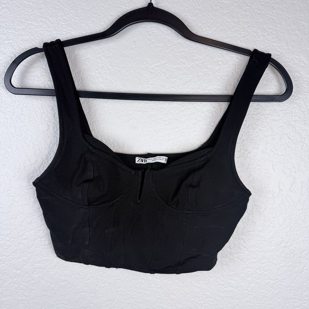 Zara Women's Black Corset Crop Top Bra Size S
